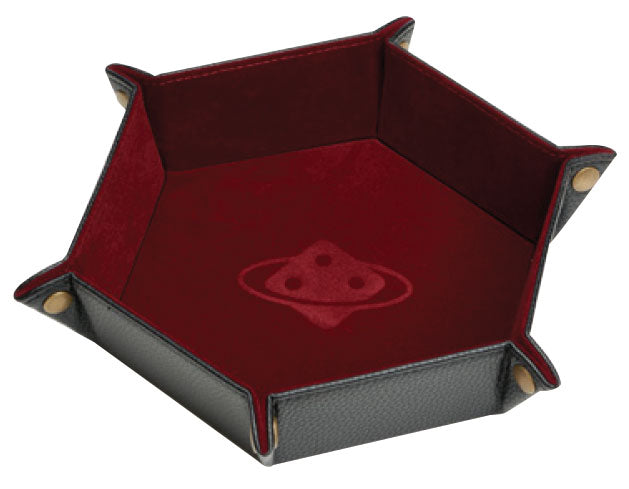 Sirius Dice Tray: Burgundy Folding Hexagon With Brass Buttons | Dragon's Lair Comics and Fantasy Houston TX