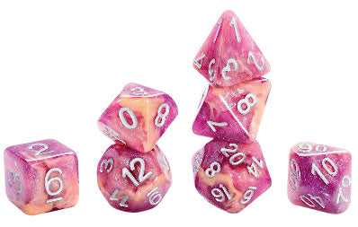 Aether Dice: Raspberry and Cream Poly 7 Set | Dragon's Lair Comics and Fantasy Houston TX