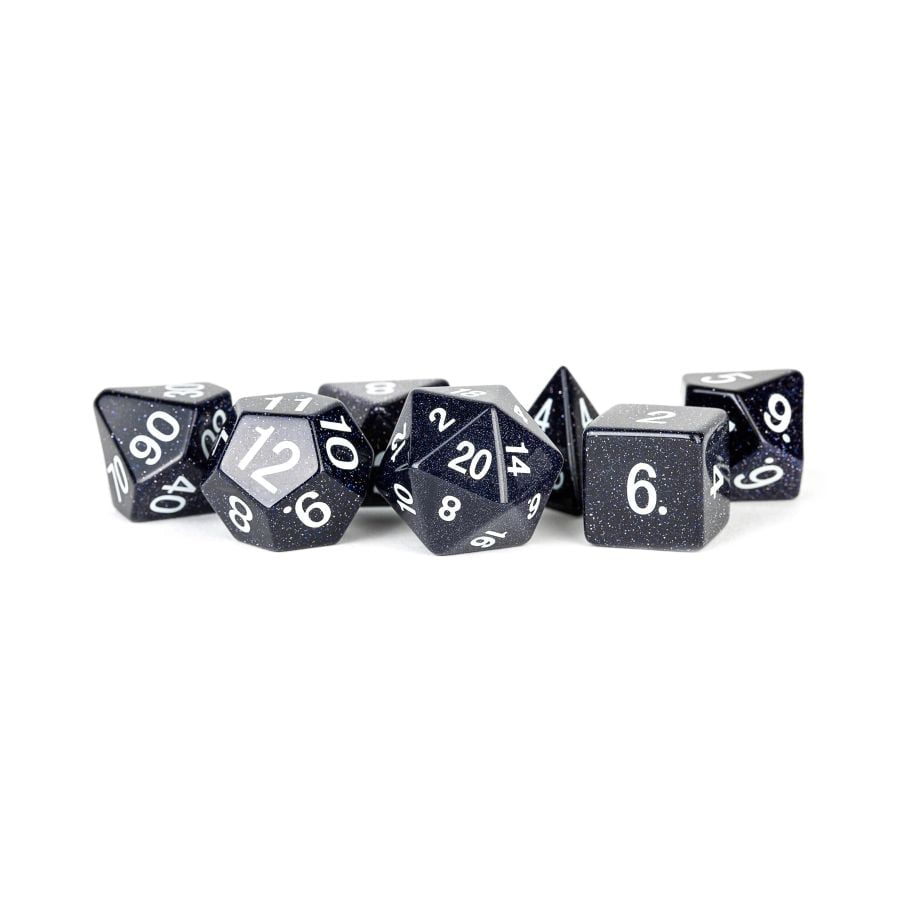 MDG 16mm Stone: Blue Sandstone Poly 7 Dice Set | Dragon's Lair Comics and Fantasy Houston TX