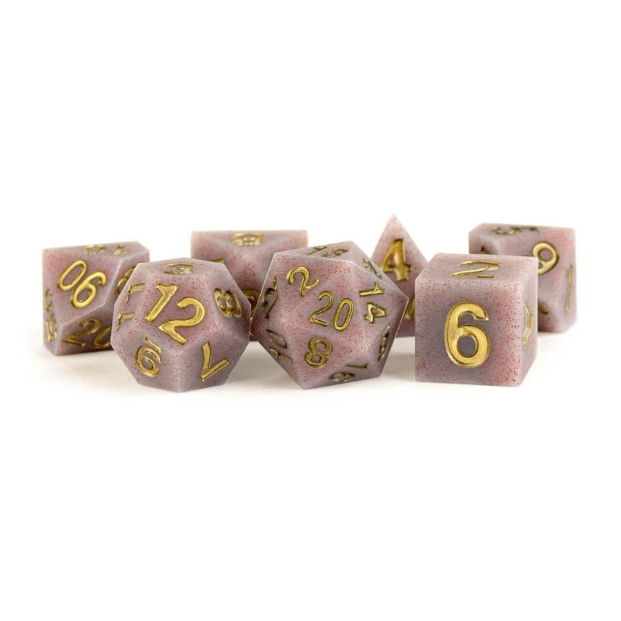 MDG Dice: Sharp-Edge Volcanic Soot Rubber Poly 7 Set | Dragon's Lair Comics and Fantasy Houston TX