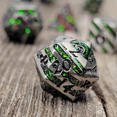 Forged Gaming Mini Druids Emerald Metal Poly 7 Dice Set | Dragon's Lair Comics and Fantasy Houston TX