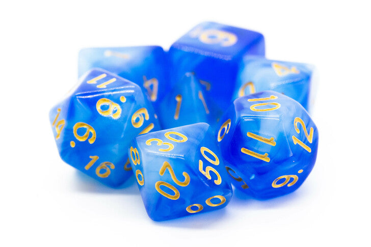 Old School Dice Nebula Blue Poly 7 Set | Dragon's Lair Comics and Fantasy Houston TX