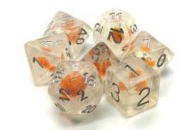 Old School Dice: Infused-Orange Flower | Dragon's Lair Comics and Fantasy Houston TX