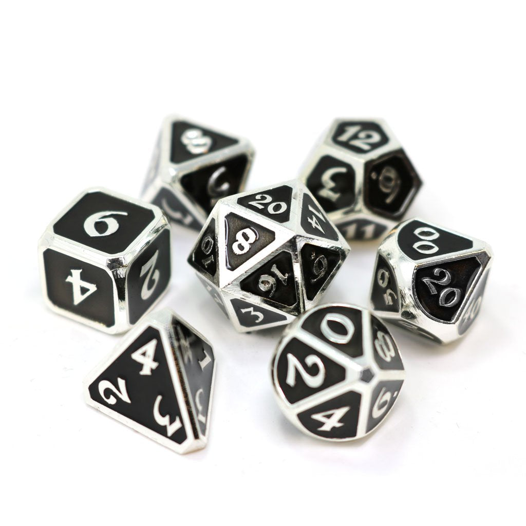 Die Hard Dice Mythica Platinum Onyx Dice Set | Dragon's Lair Comics and Fantasy Houston TX