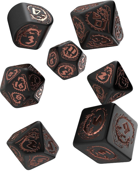 Q Workshop Dragons Modern Dice Set Black and Copper | Dragon's Lair Comics and Fantasy Houston TX