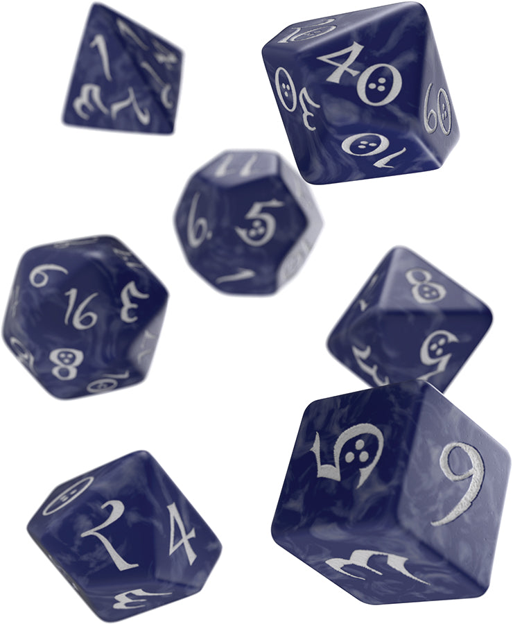 Q Workshop Classic RPG Poly 7 Dice Cobalt and White | Dragon's Lair Comics and Fantasy Houston TX