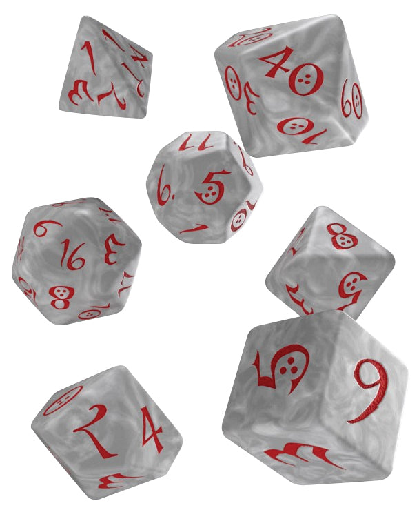 Q Workshop Classic RPG Poly 7 Dice Pearl and Red | Dragon's Lair Comics and Fantasy Houston TX