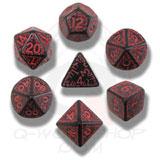 Q Workshop Elvish Poly 7 Dice Set Black and Red | Dragon's Lair Comics and Fantasy Houston TX