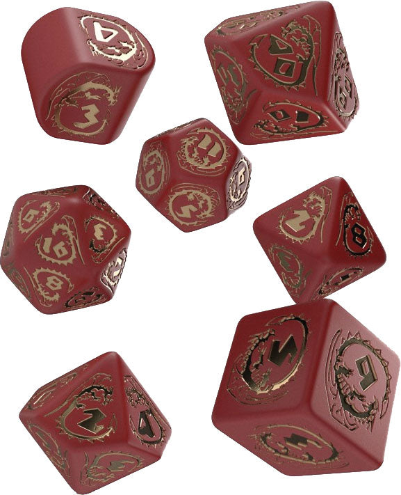 Q Workshop Dragons Modern Dice Set Red and Gold | Dragon's Lair Comics and Fantasy Houston TX