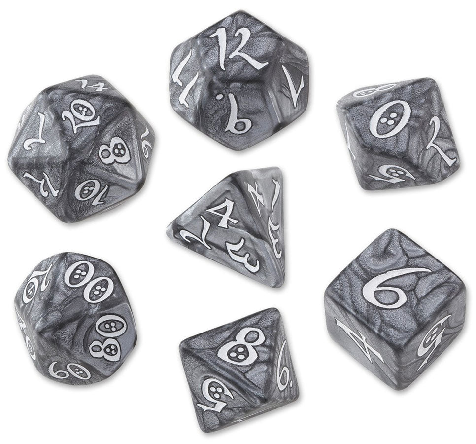 Q Workshop Classic RPG Poly 7 Dice Smoky and White | Dragon's Lair Comics and Fantasy Houston TX