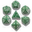 Q Workshop Elvish Poly 7 Dice Set Green and White | Dragon's Lair Comics and Fantasy Houston TX