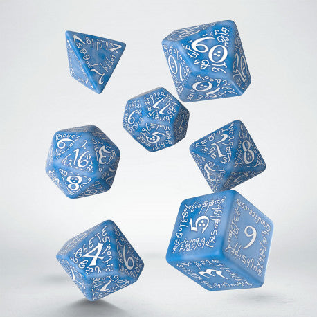 Q Workshop Elvish Poly 7 Dice Set Glacier and White | Dragon's Lair Comics and Fantasy Houston TX