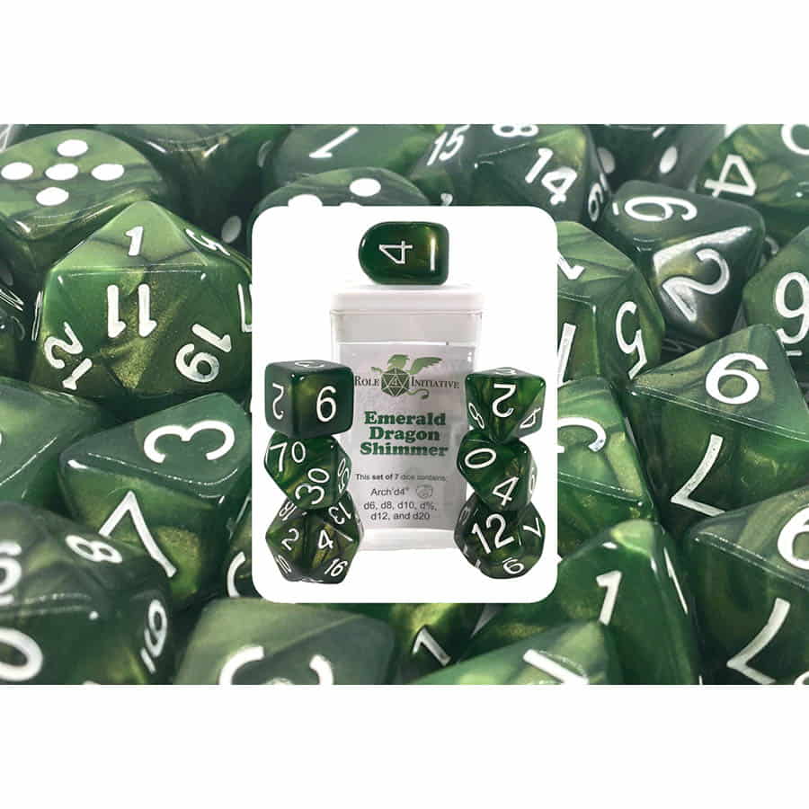 Role 4 Initiative Emerald Dragon Shimmer Poly 7 Dice Set | Dragon's Lair Comics and Fantasy Houston TX