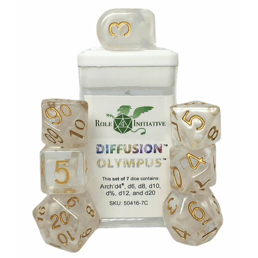 Roll 4 Initiatve Diffusion Olympus Poly 7 Dice Set | Dragon's Lair Comics and Fantasy Houston TX