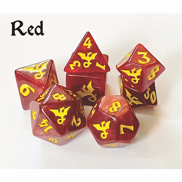 Black Oak Workshop Glitterwing Red Dragon Poly 7 Dice Set | Dragon's Lair Comics and Fantasy Houston TX