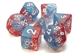 Old School Dice: Particles-Red Fish Blue Fish Poly 7 Set | Dragon's Lair Comics and Fantasy Houston TX