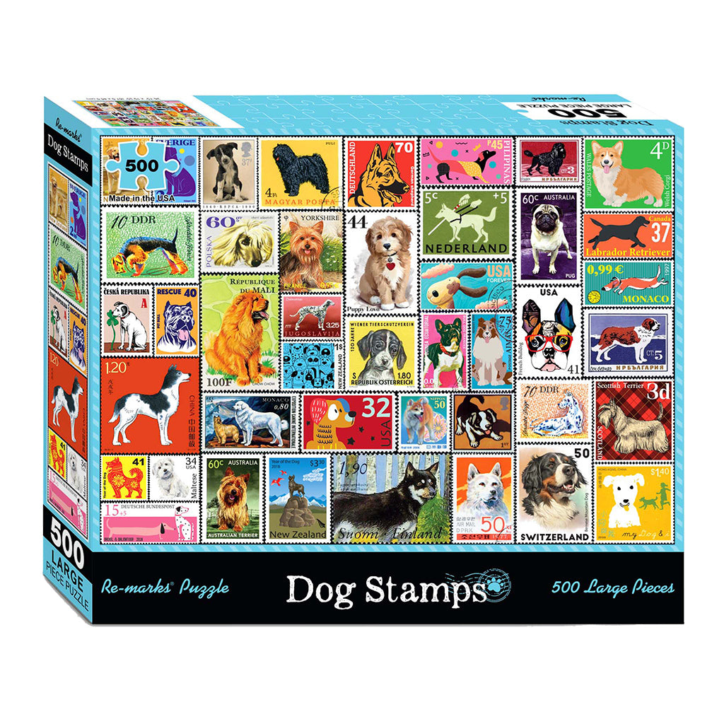 500 Piece Dog Stamps Puzzle | Dragon's Lair Comics and Fantasy Houston TX