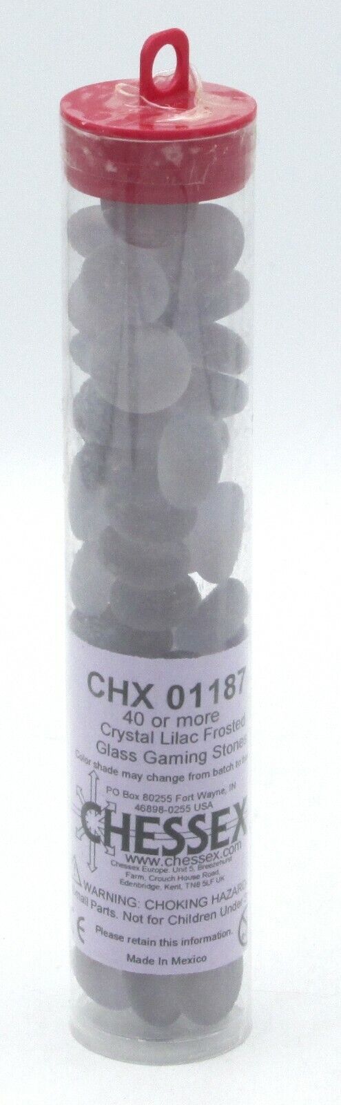 Chessex Crystal Lilac Frosted Glass Stones in 5.5` Tube | Dragon's Lair Comics and Fantasy Houston TX