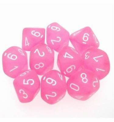 Chessex Frosted Pink With White d10 Set | Dragon's Lair Comics and Fantasy Houston TX