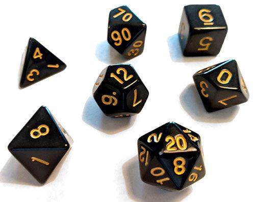 Sirius Dice Black Gold Poly 7 Set | Dragon's Lair Comics and Fantasy Houston TX