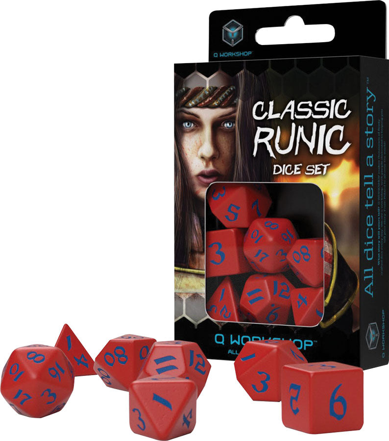 Q Workshop Runic Red and Blue Poly 7 Set | Dragon's Lair Comics and Fantasy Houston TX