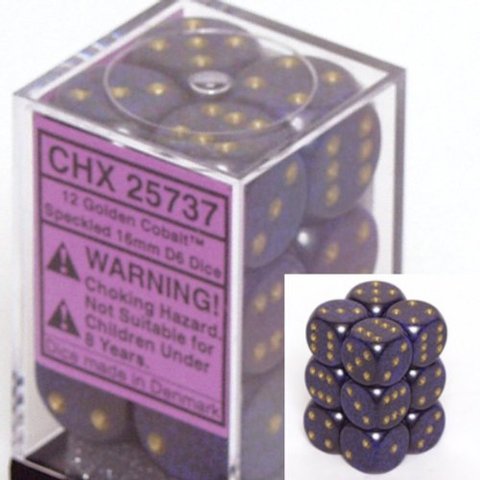 Chessex Speckled Golden Cobalt 16mm d6 Set | Dragon's Lair Comics and Fantasy Houston TX