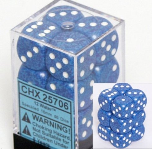 Chessex Speckled Water 16mm d6 Set | Dragon's Lair Comics and Fantasy Houston TX