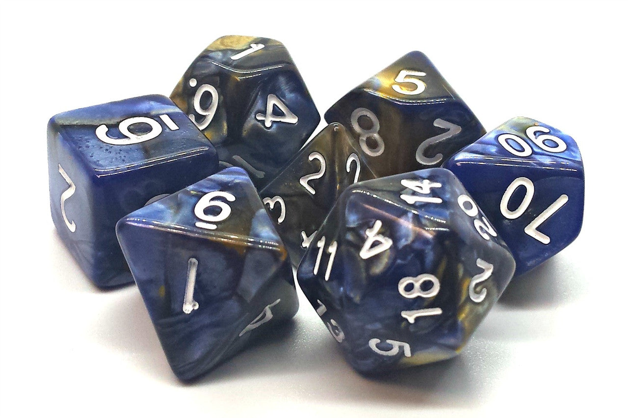 Old School Dice Vorpal Blue and Gold Poly 7 Set | Dragon's Lair Comics and Fantasy Houston TX