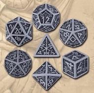 Q Workshop Dwarven Poly 7 Dice Set Gray and Black | Dragon's Lair Comics and Fantasy Houston TX