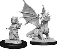 Wizkids Dungeons and Dragons Nolzur`s Marvelous Unpainted Miniatures: W13 Silver Dragon Wyrmling & Female Halfling | Dragon's Lair Comics and Fantasy Houston TX